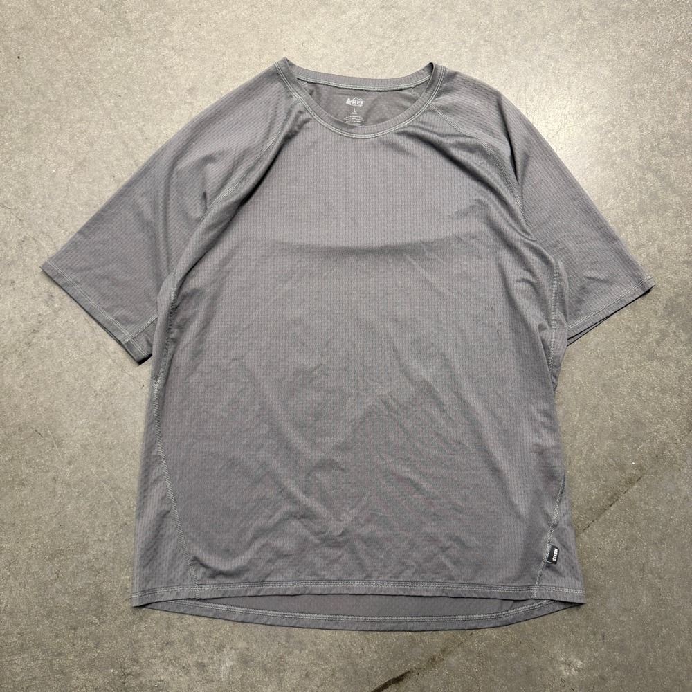 REI Co-op Mens Large Grey Active Performance T-Shirt Short Sleeve Hiking Mesh